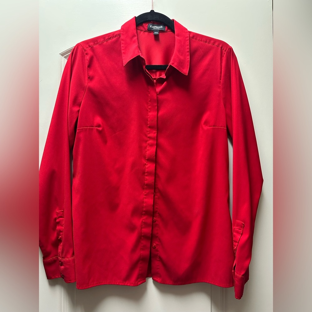 Express Red Dress Shirt Vibrant Cotton Blend